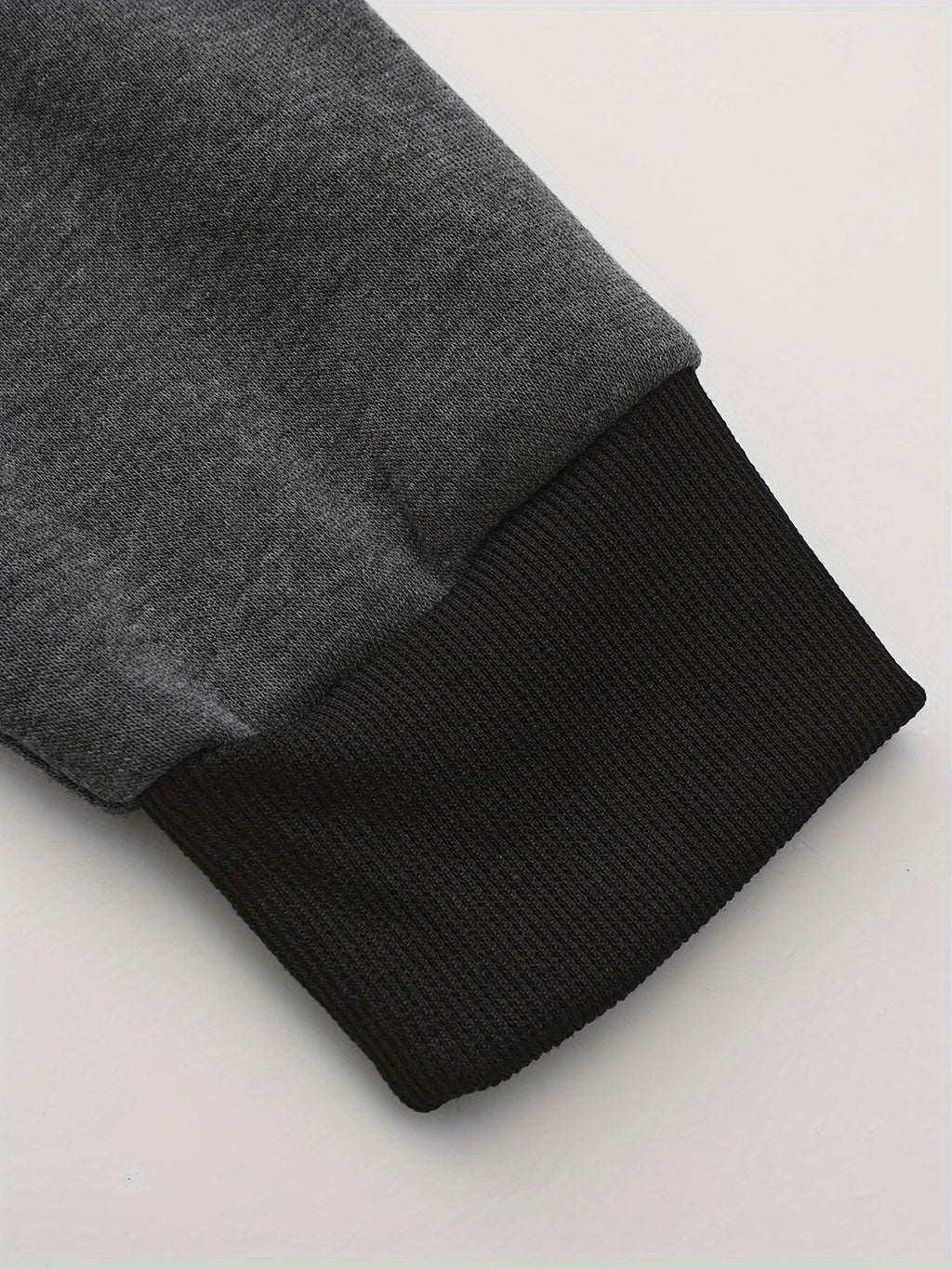 Mens zip up hoodie in Charcoal, sleeve with black ribbed cuff