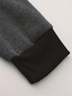 Mens zip up hoodie in Charcoal, sleeve with black ribbed cuff