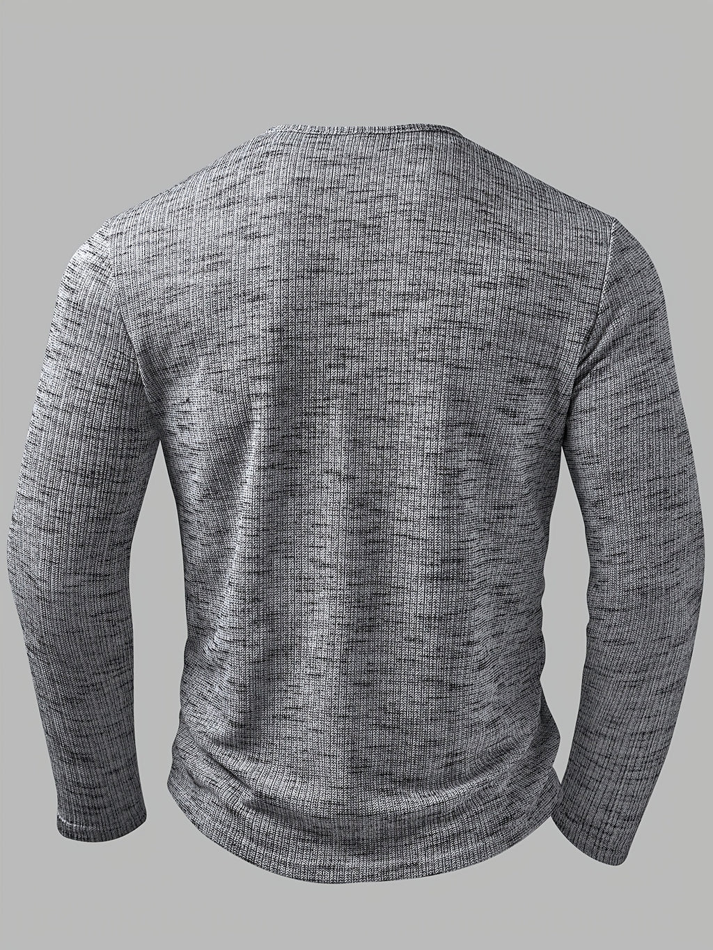 Marled Knit Henley Shirt with Button Placket