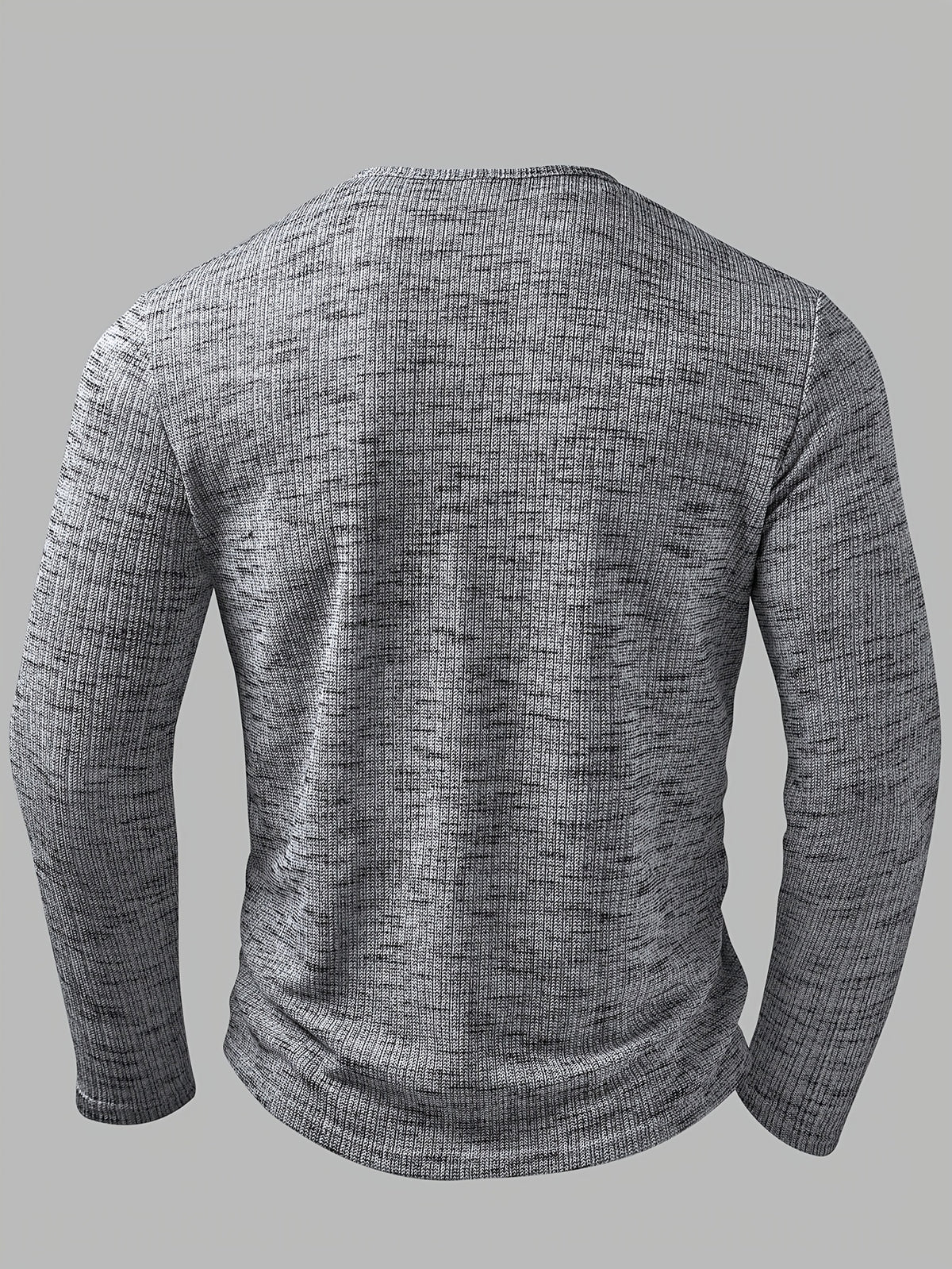 Marled Knit Henley Shirt with Button Placket