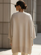 Womens oversized sweater in Beige, back view