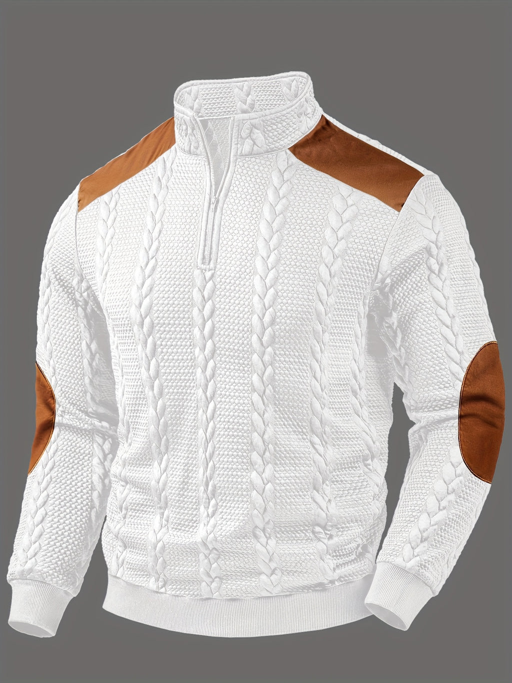 White Quarter Zip Sweater for men