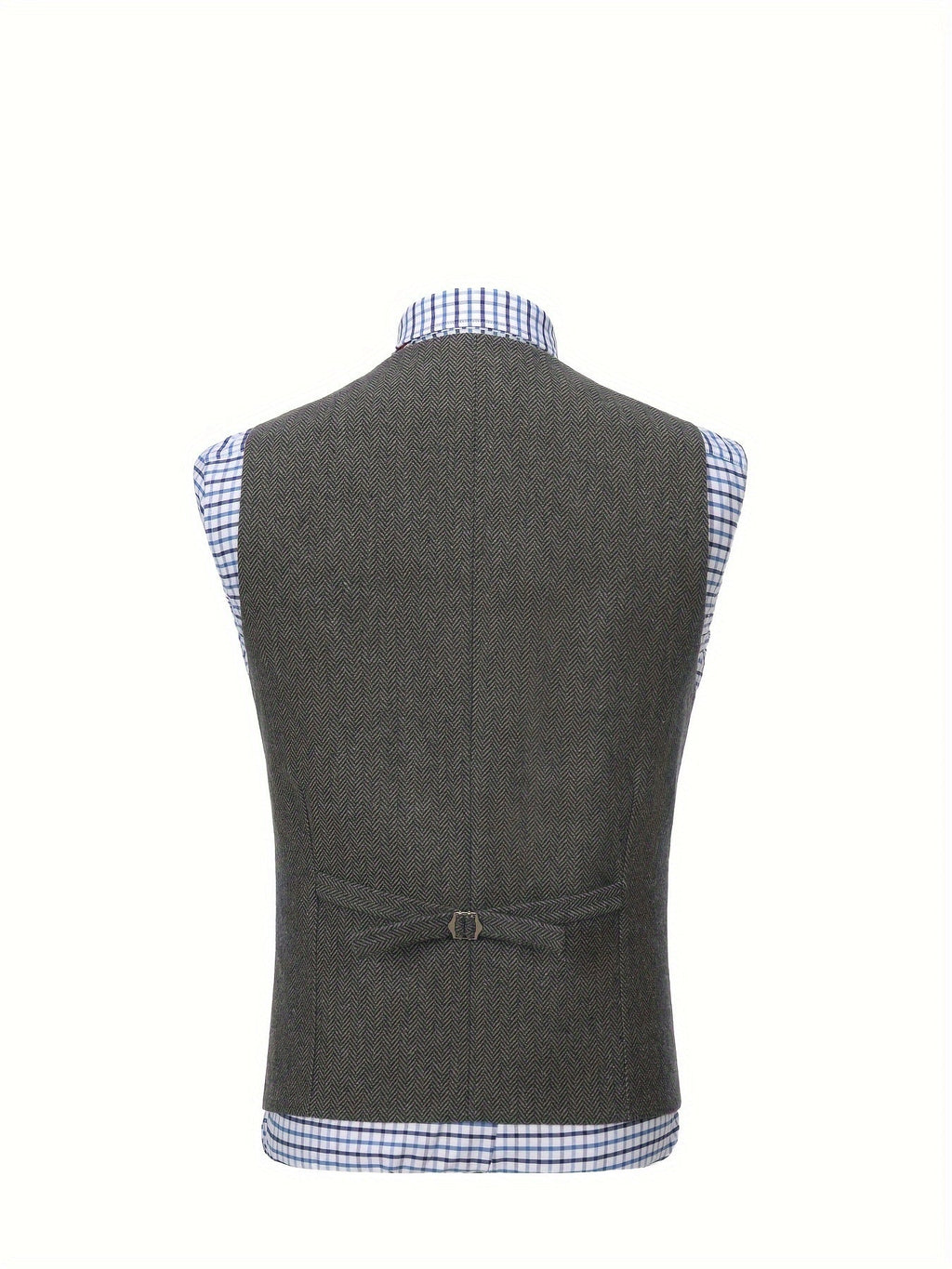 Herringbone Suit Vest for Men with Button Front