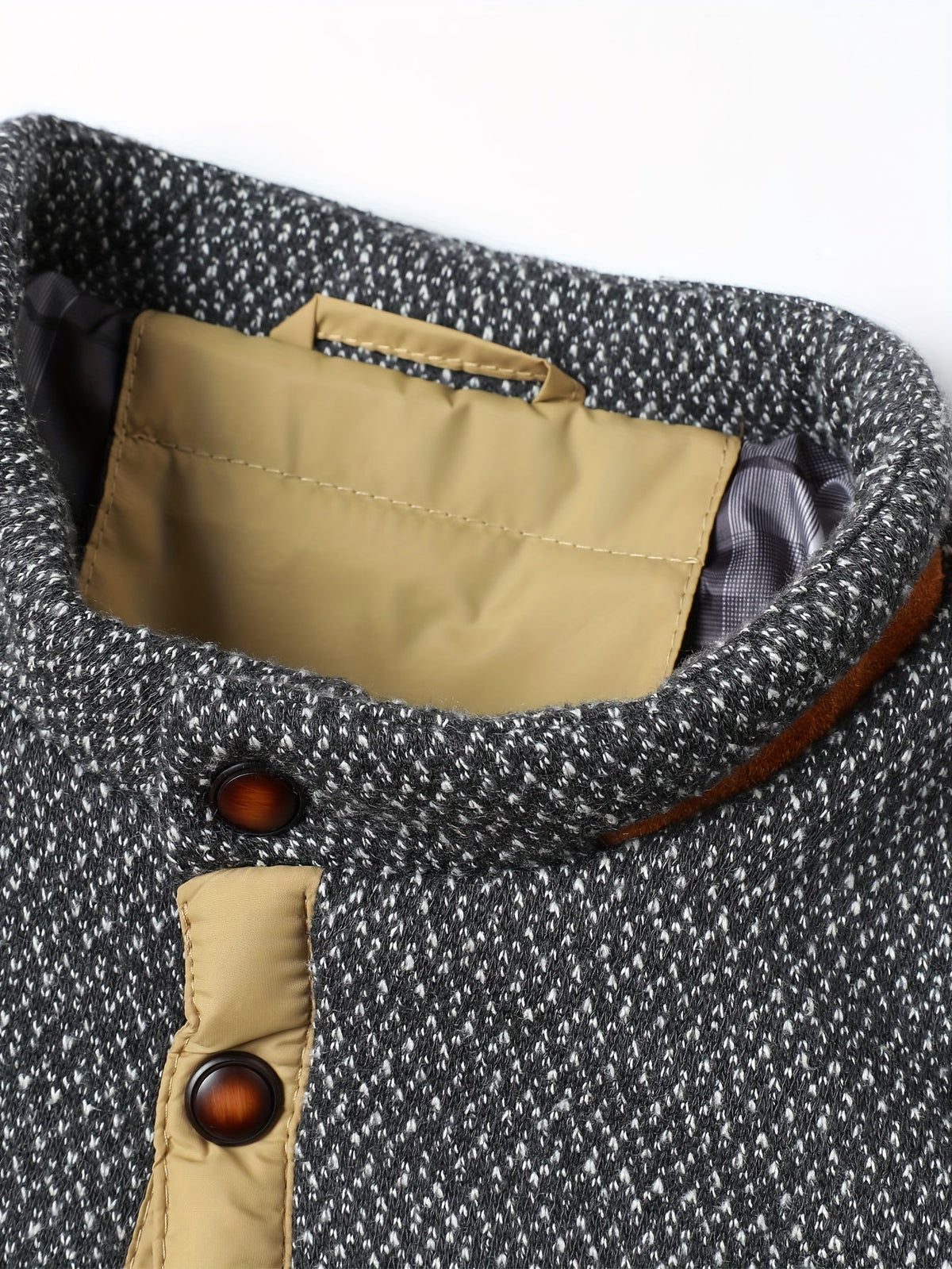 Knit Shoulder Quilted Jacket for Men, view 12