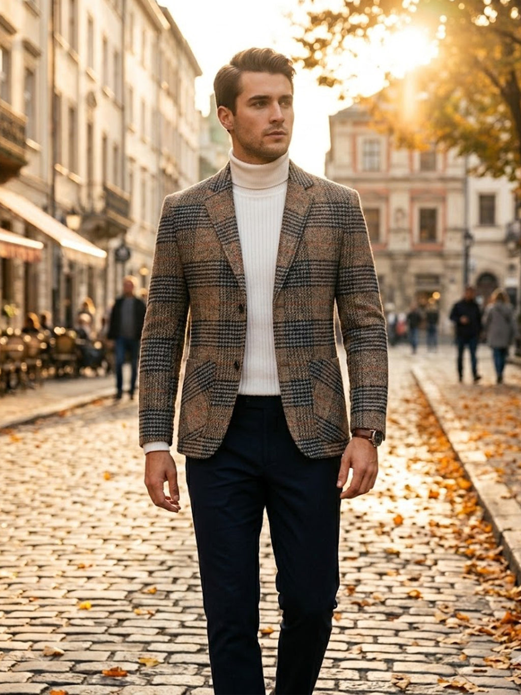 Tan Check Blazer for men, view 2