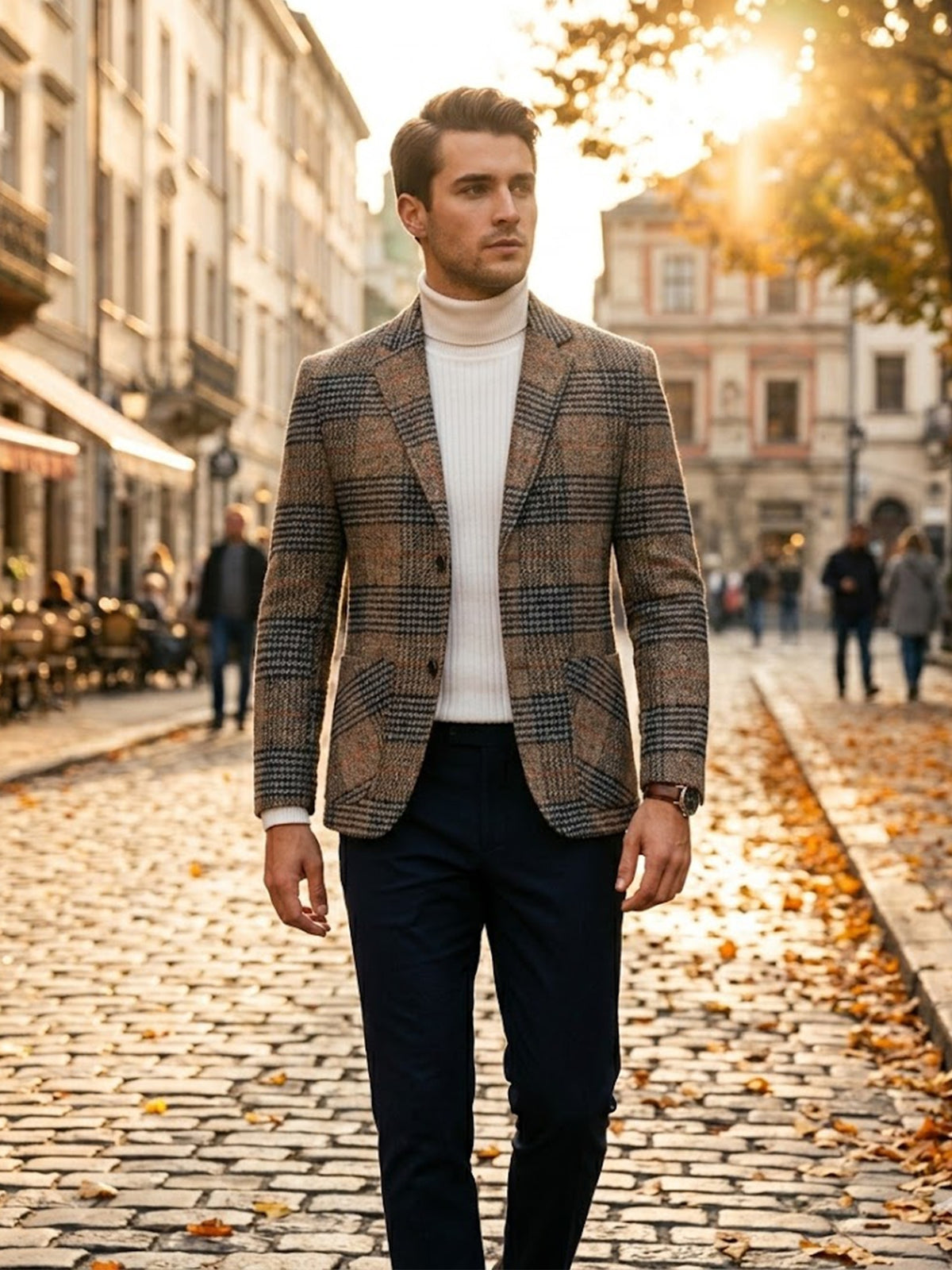 Tan Check Blazer for men, view 2