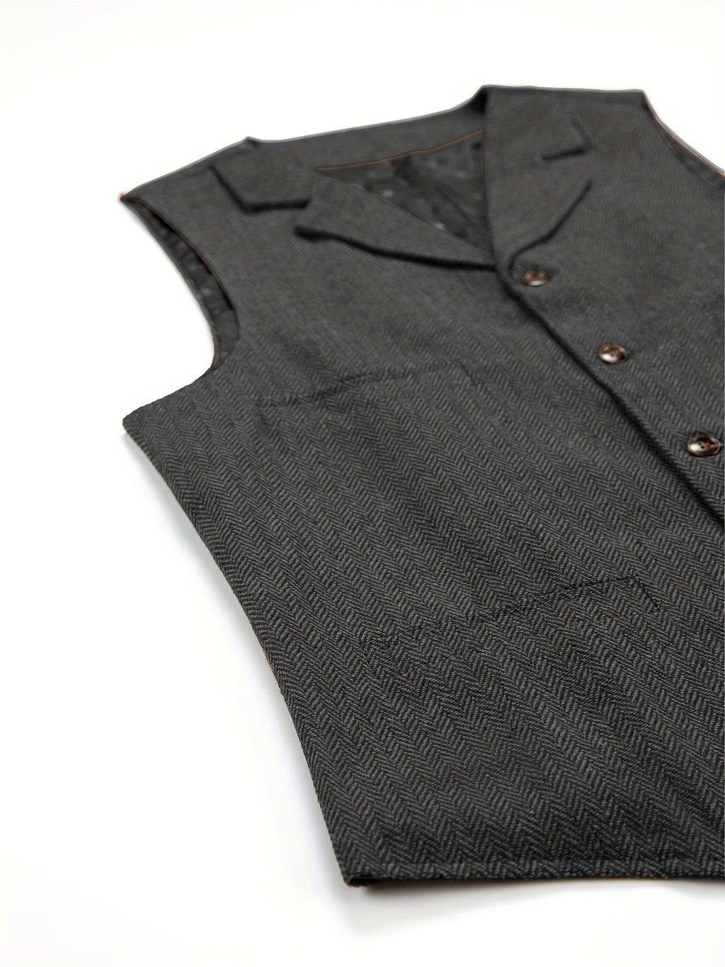 Herringbone Suit Vest for Men with Button Front