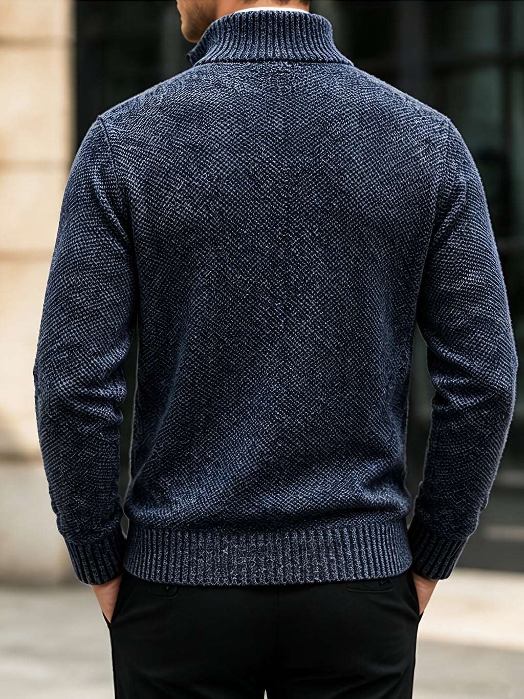 Patch Pockets Cardigan with Stand Collar