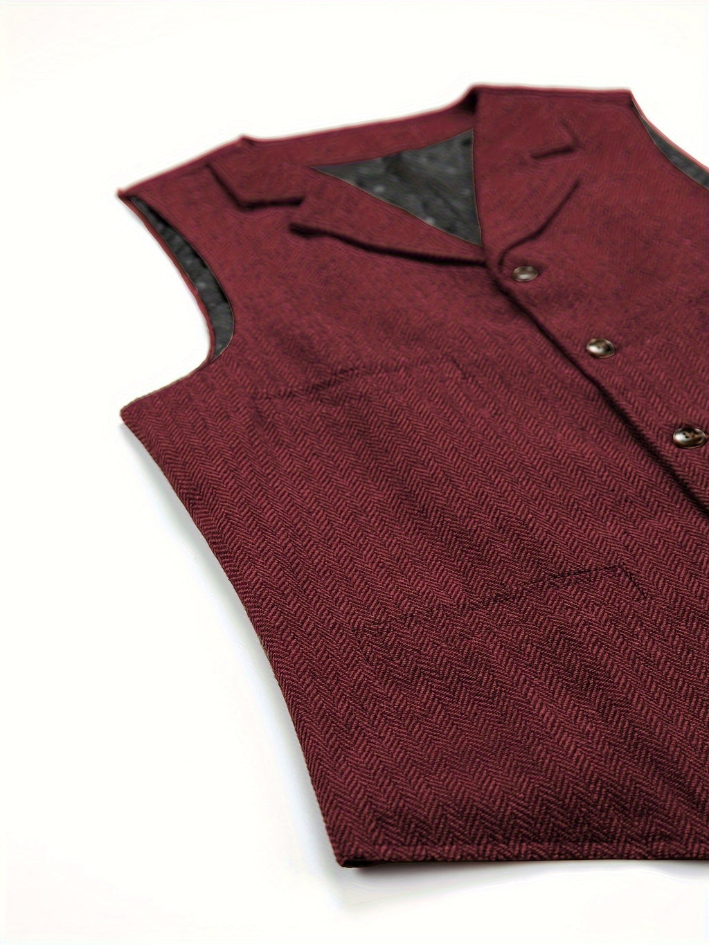 Herringbone Suit Vest for Men with Button Front
