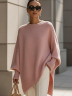 Womens oversized sweater in Pink, front view