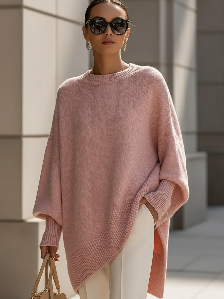 Womens oversized sweater in Pink, front view