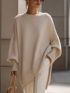 Womens oversized sweater in Beige, front view