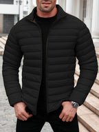 Lightweight Puffer Jacket for Men with Stand Collar