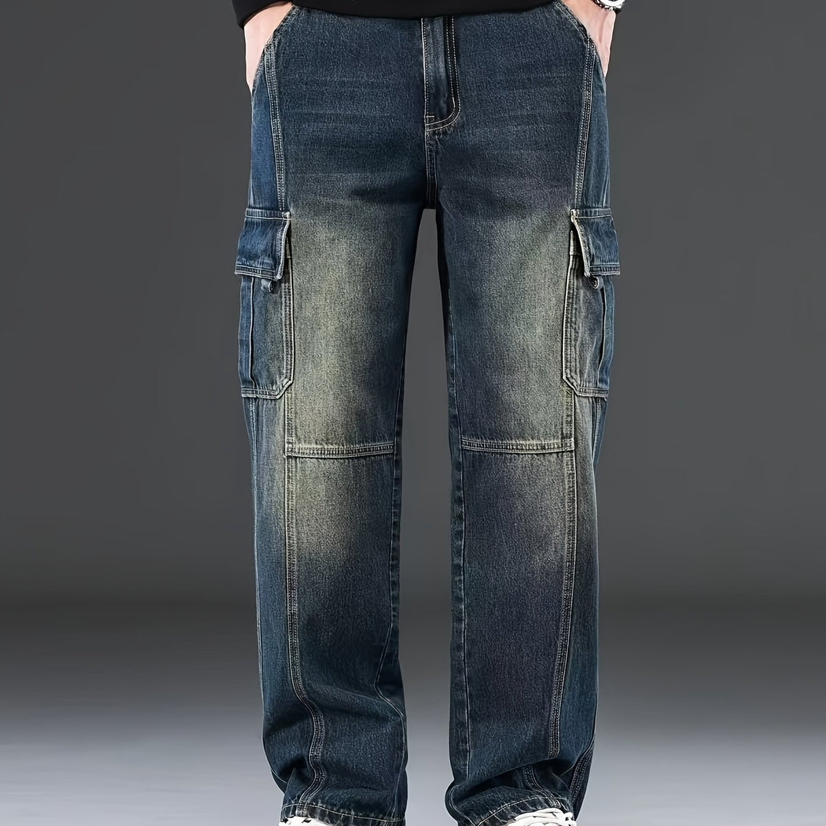 Light Blue Cargo Jeans for men