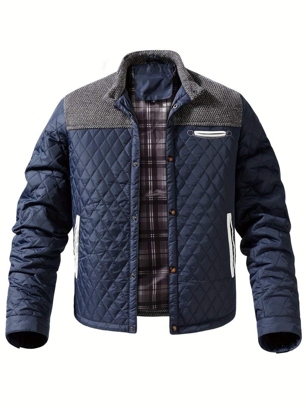 Navy knit Shoulder Quilted Jacket for Men