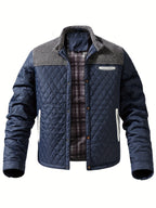 Navy knit Shoulder Quilted Jacket for Men
