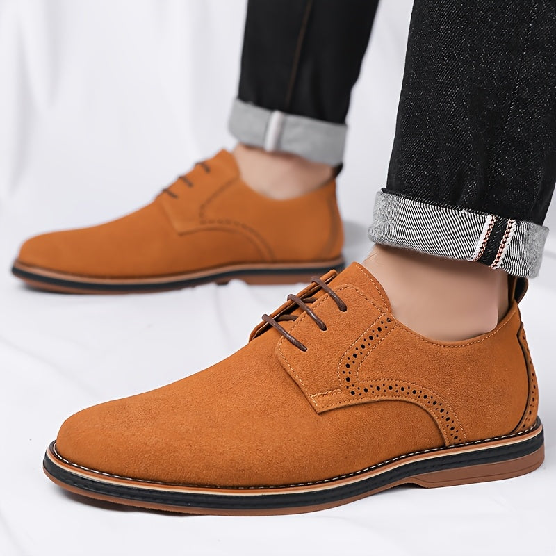 Brogue Detail Derby Shoes for Men in Soft Suede