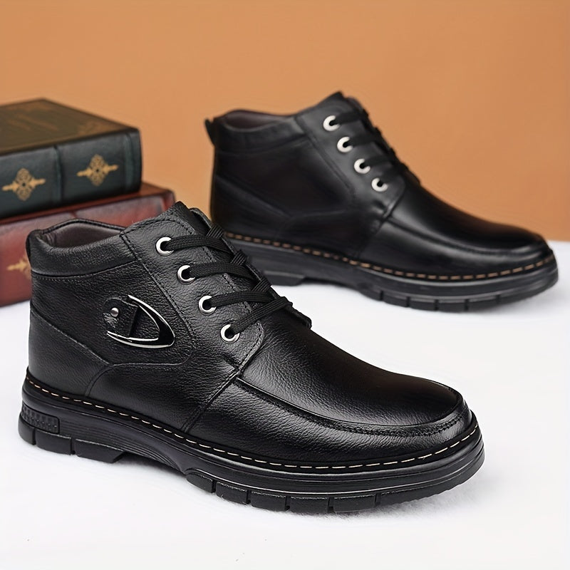 Warm Lined Winter Boots for Men with Lace Up Front