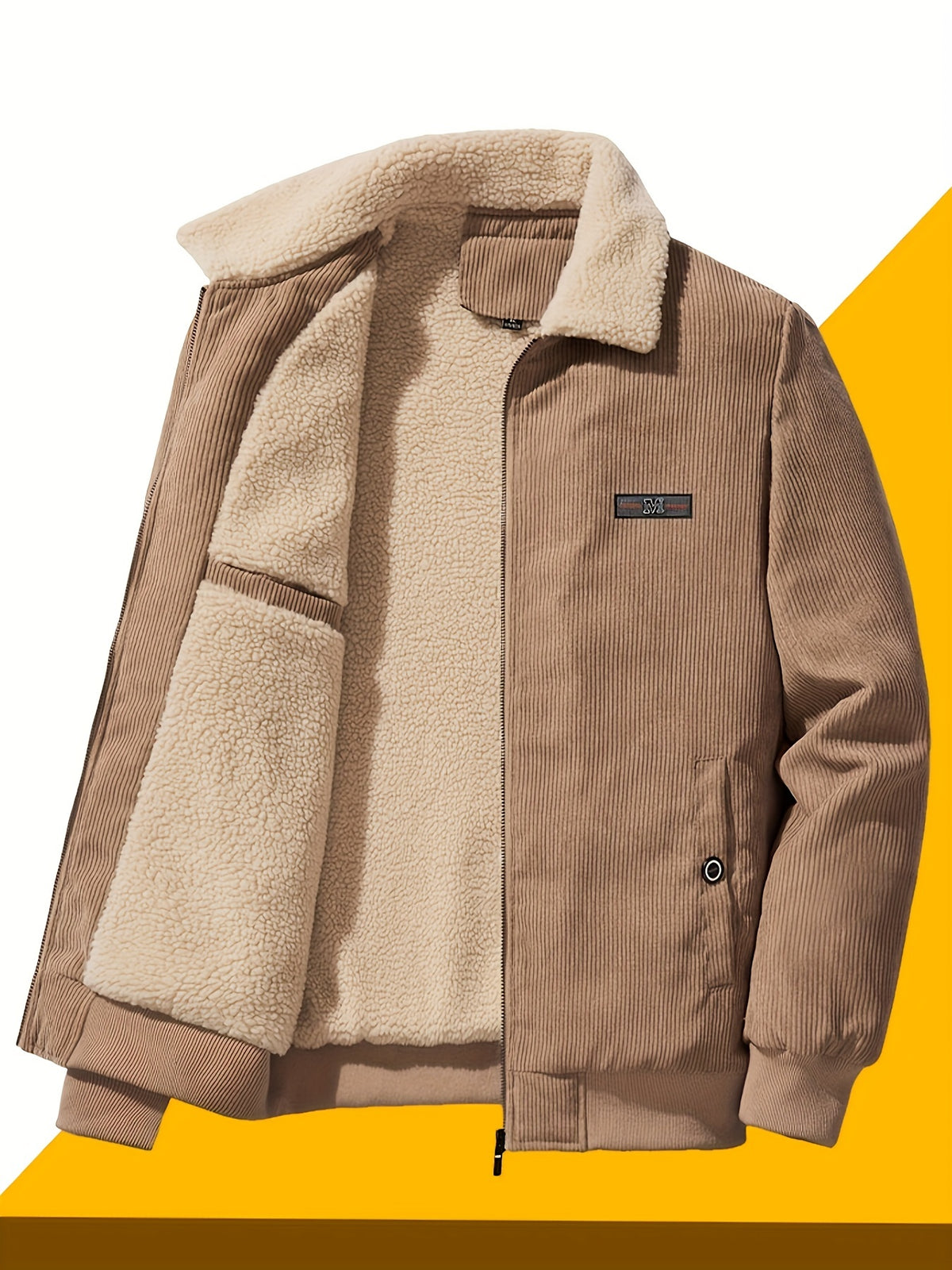 Chest Pockets Shirt Jacket with Sherpa Lining