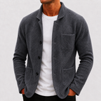 Mens cardigan in Gray, front view on a model