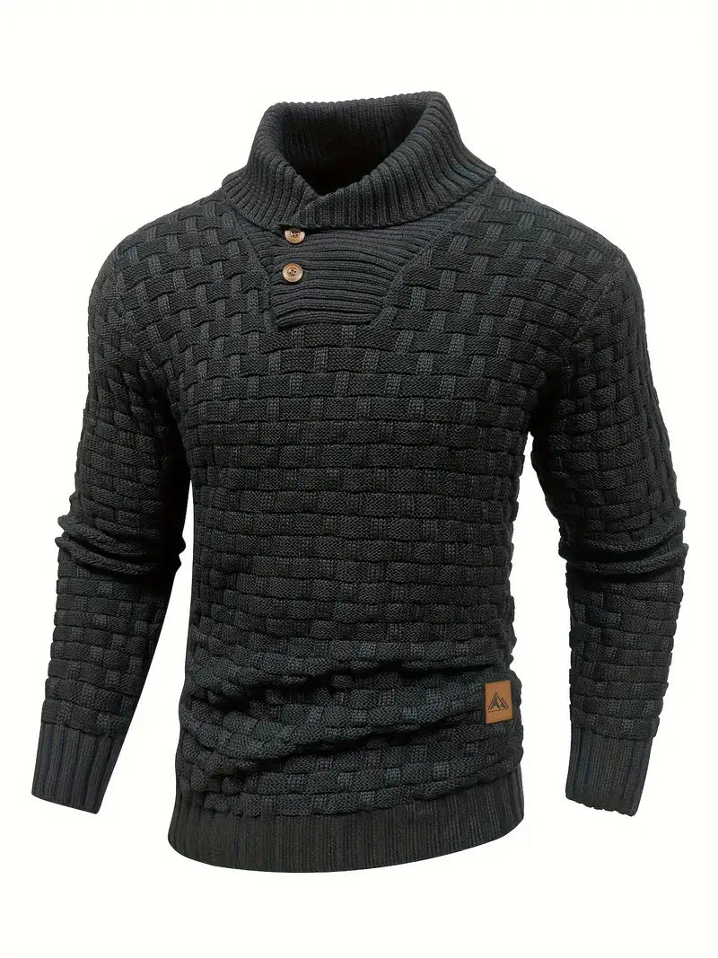 Black Shawl Collar Sweater for men