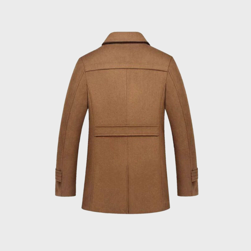 Double Breasted Pea Coat with Stand Collar