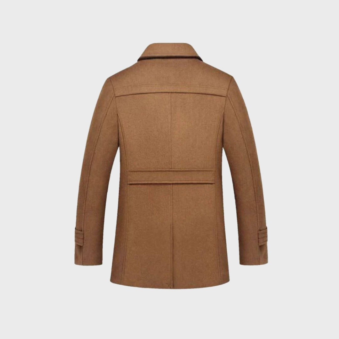 Double Breasted Pea Coat with Stand Collar
