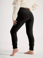 Womens fleece lined leggings in Black, full length back view