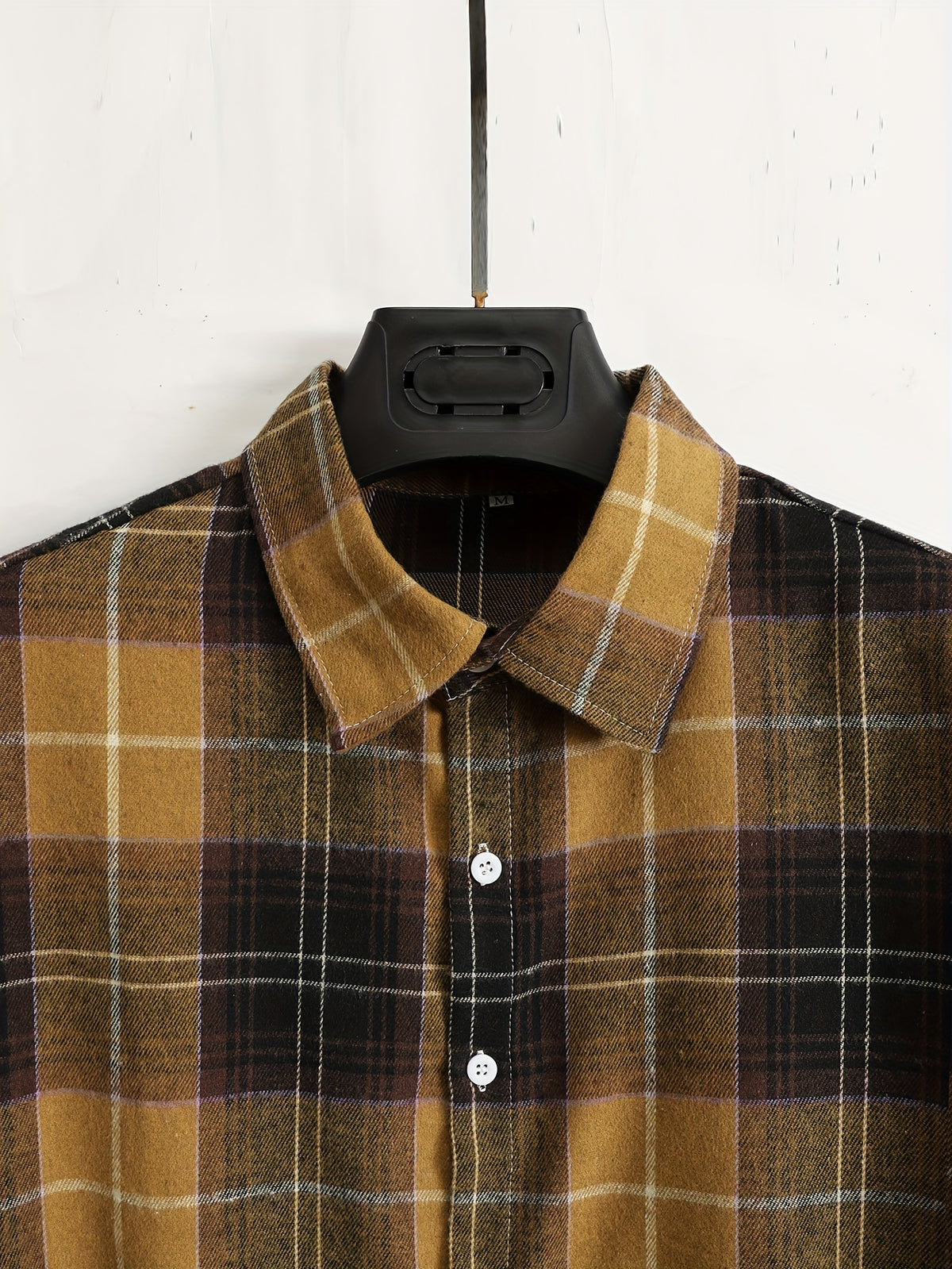 Plaid Check Flannel Shirt with Button Front