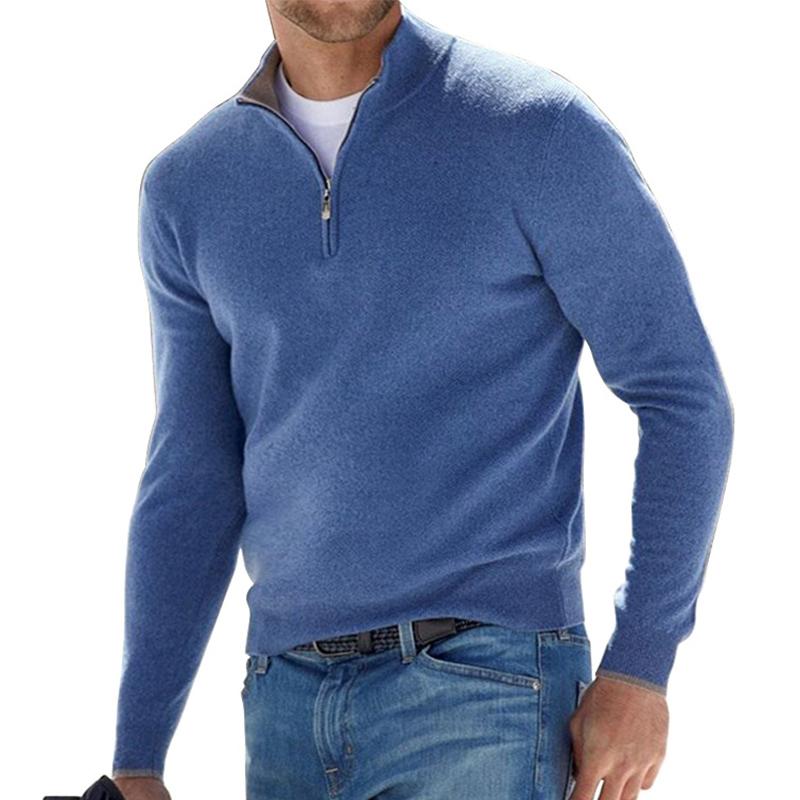 Blue Quarter Zip Sweater for men