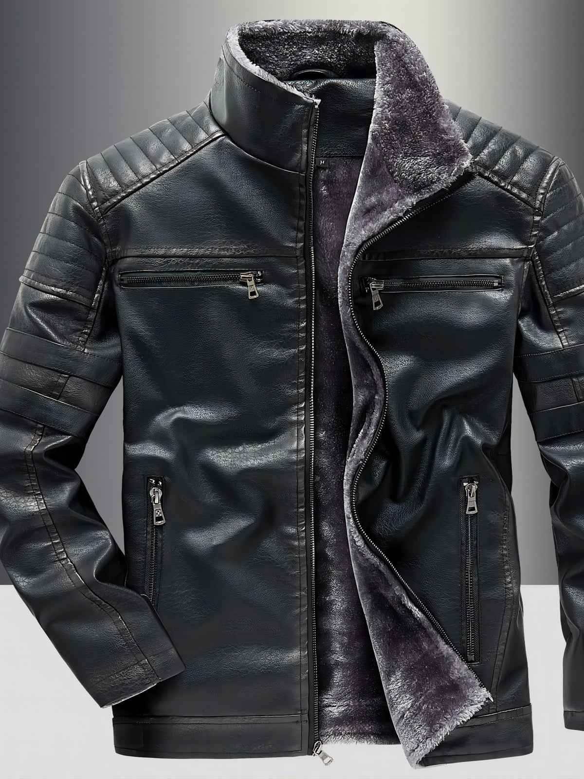 Black Leather Biker Jacket for men