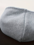 Mens zip up hoodie in Gray, close-up of the fleece lined hood