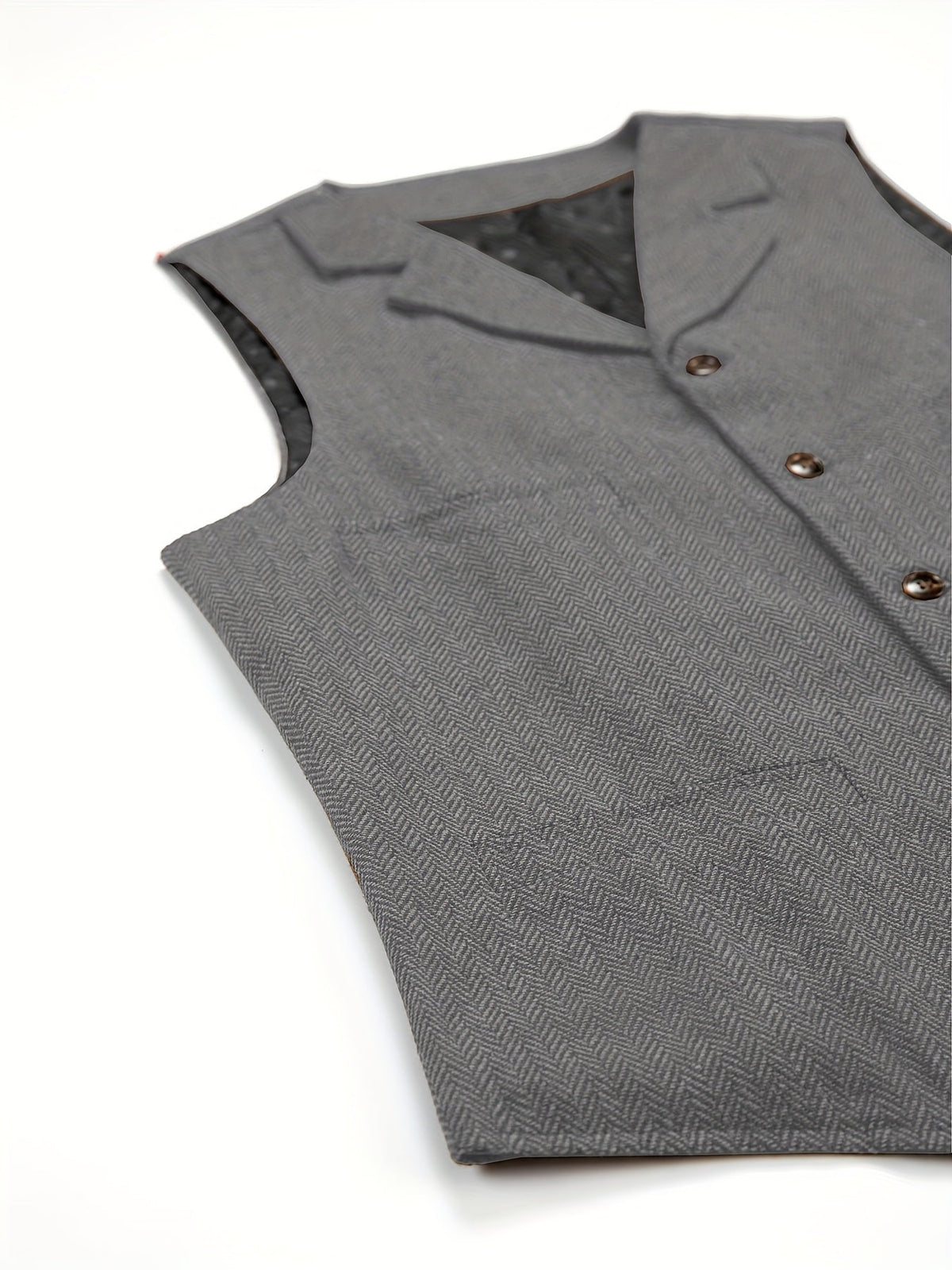 Herringbone Suit Vest for Men with Button Front