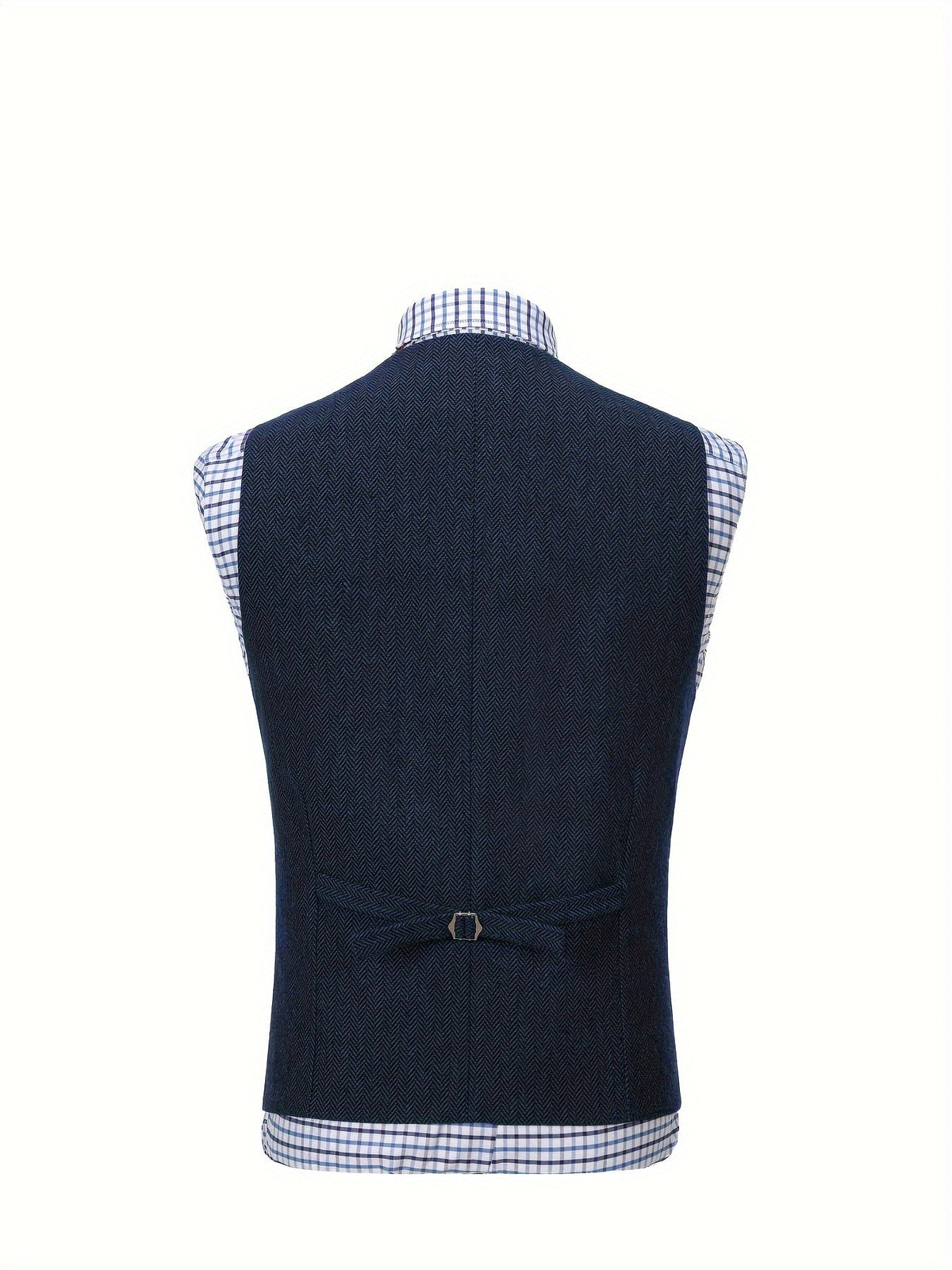 Herringbone Suit Vest for Men with Button Front