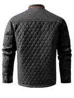 Knit Shoulder Quilted Jacket for Men, view 5