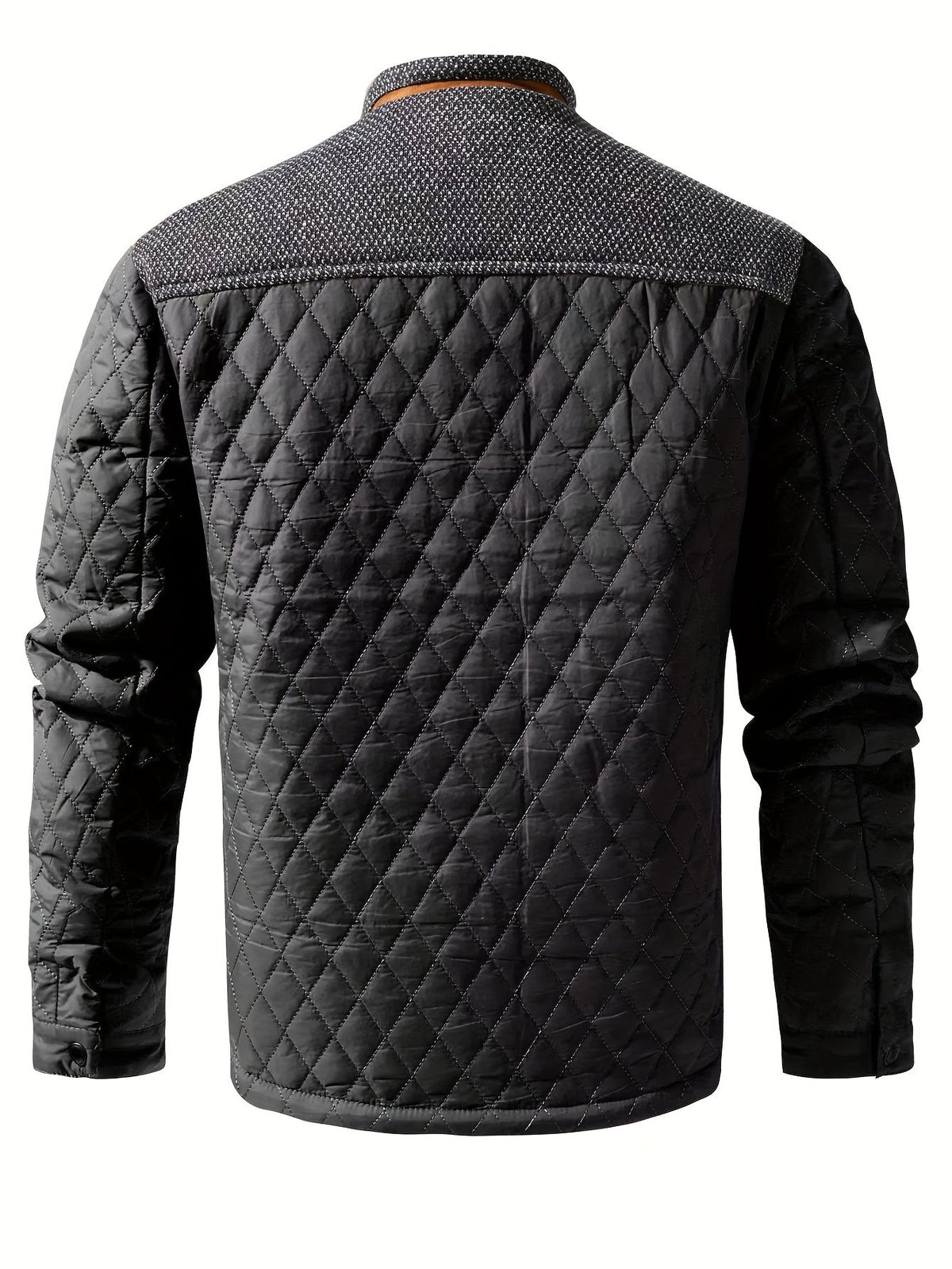Knit Shoulder Quilted Jacket for Men, view 5