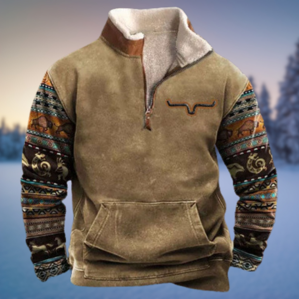 Khaki Half Zip Sweatshirt for men