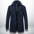 Navy Wool Blend Overcoat for men
