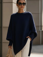Womens oversized sweater in Blue, front view