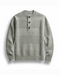 Striped Texture Henley Shirt with Button Placket