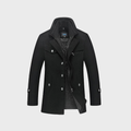 Double Breasted Pea Coat with Stand Collar