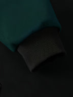 Mens zip up hoodie in Green, sleeve with black ribbed cuff