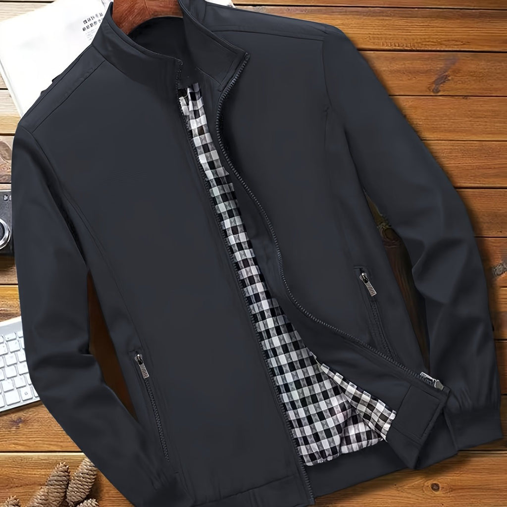 Check Lining Work Jacket with Stand Collar