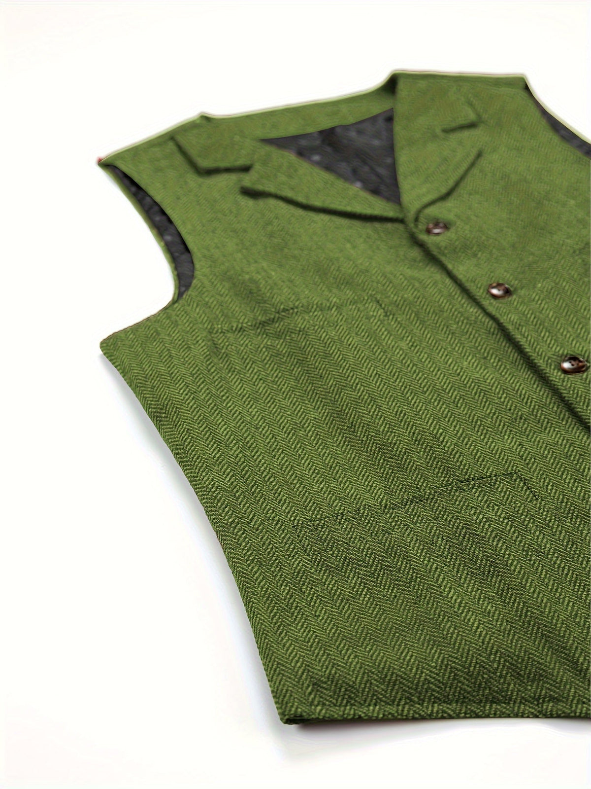 Herringbone Suit Vest for Men with Button Front