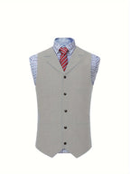 Herringbone Suit Vest for Men with Button Front