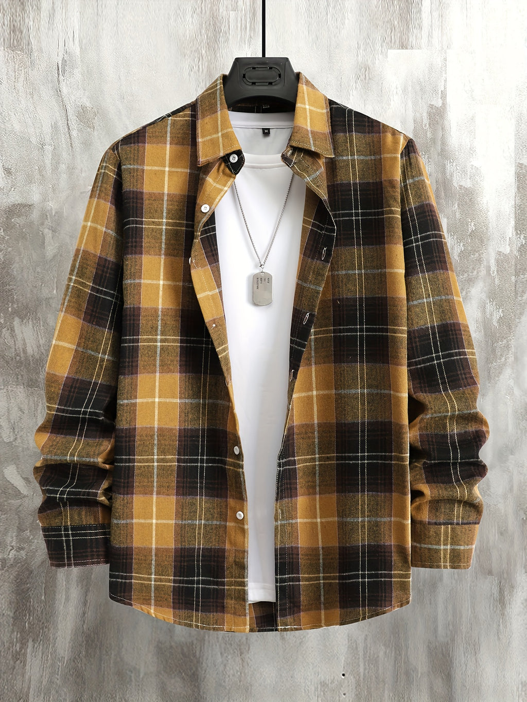 Plaid Check Flannel Shirt with Button Front