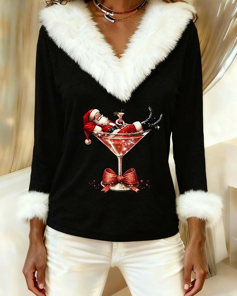 Womens Christmas sweater in Black, close front view