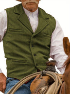 Herringbone Suit Vest for Men with Button Front