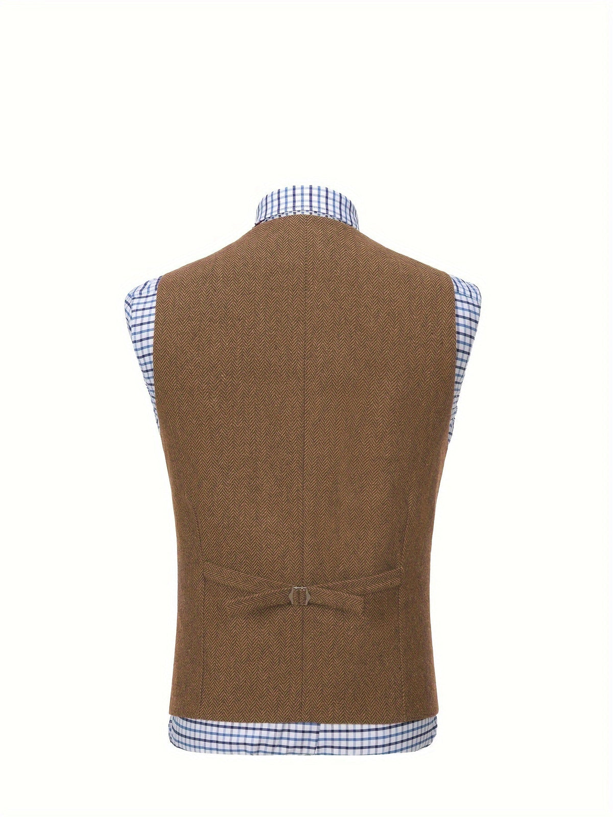 Herringbone Suit Vest for Men with Button Front