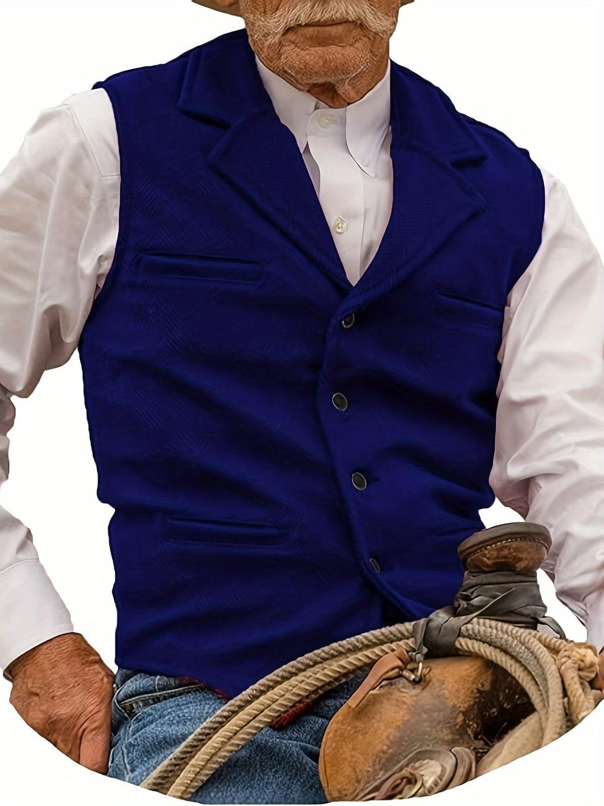 Herringbone Suit Vest for Men with Button Front